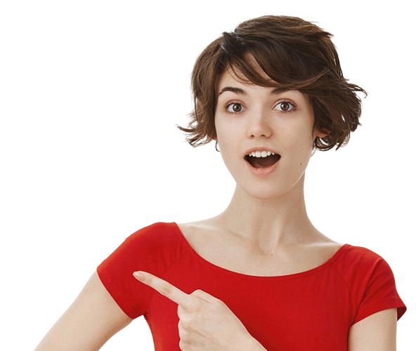 Happy client pointing at accounting services